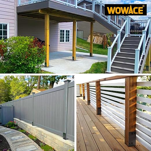 4"x4" Stainless Steels U-Shape Post Holder, Wet Concrete Post Anchor, Heavy-Duty Post Base Bracket for Fence, Deck Railing, Wood Gazebo, Pergola (8pack-Dark Gray)