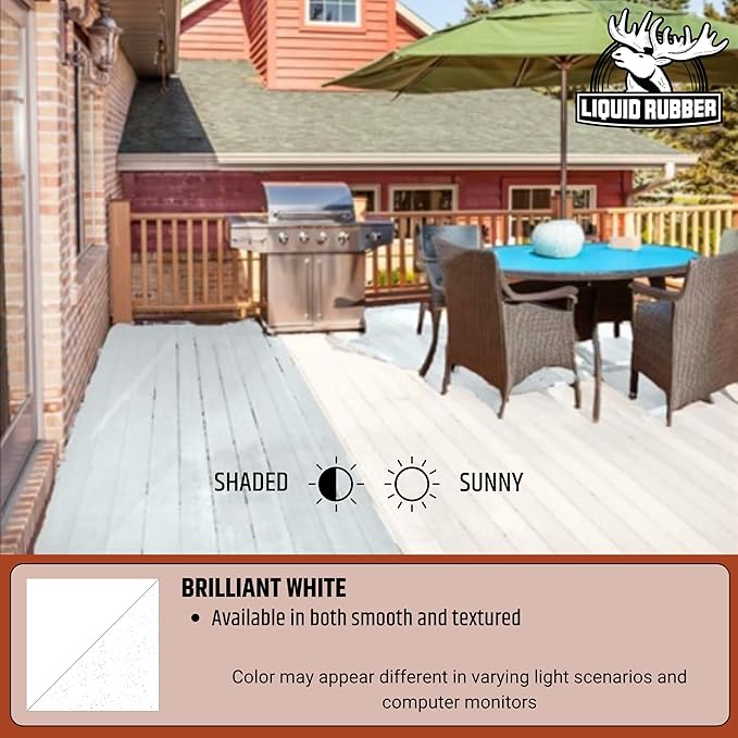 Liquid Rubber Polyurethane Deck Coating – 10X Stronger Than Traditional Deck Paint & Deck Stain – Flexible, Waterproof Sealant for Wood, Concrete & Plywood – Textured Finish – White – 4 Gallon