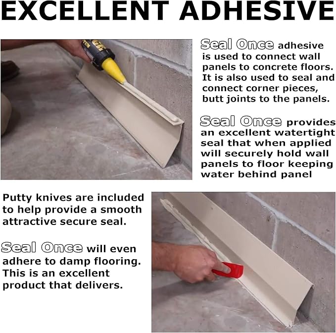 75 Ft - Complete Basement Waterproofing System. Includes, baseboard channel gutter panels, sump pump & basin, floor adhesive, caulk gun and all accessories. DIY System