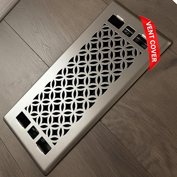 Floor Vent Covers 4x12 - Air Vent Covers, Heavy Duty Floor Vents for Home, Adjustable Airflow Register Vent Cover for Walls and Wood Flooring, Floor Register Cover Air Vents Satin Nickel Finish