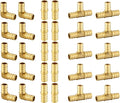 (Pack of 30) EFIELD 1/2" Pex Brass Crimp Barb Fittings 10 Pieces each: Tee, Elbow and Coupling,(PEX1807185)