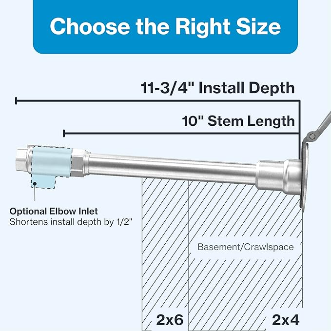 Aquor House Hydrant V1+ Frost Free Outdoor Faucet, Anti Siphon Valve with Quick Connect, Frost Proof Flush Wall Hose Bib, 10 inch Stem, 11-3/4 inch Install Depth, Slate Gray