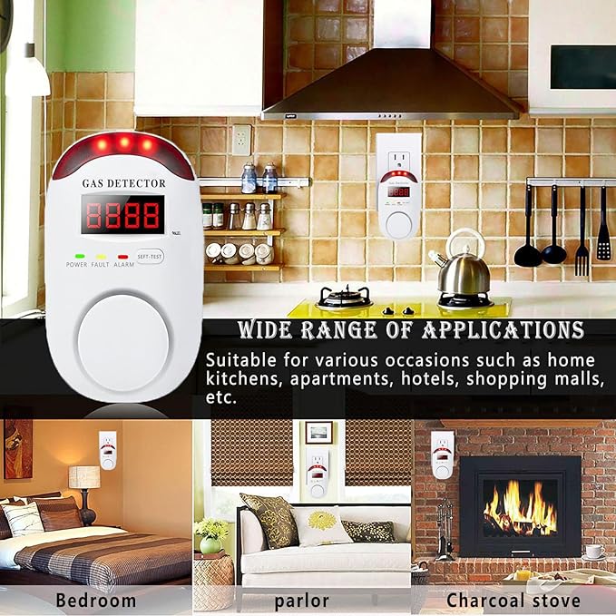 Natural Gas Detector Plug，Gas detectors for Home Natural Gas，Propane Leak Detector，in Propane Gas Detector for Home & RV Gas Leak Detector for LNG, LPG, Methane- 2 PCS