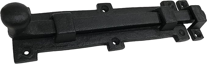 Antique style 8" Black Wrought Iron - Slide Door Bolt Latch - vintage iron - Decorative style 8 in door latch DS-04 (2)
