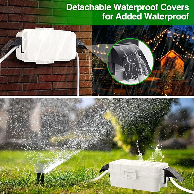 Flemoon 2-Piece Outdoor Waterproof Electrical Box Set – 12.5" x 8.5" x 5" Large & 8.1" x 4.9" x 3.1" Small Weatherproof Electrical Boxes for Power Strips, Outlets, Holiday String Lights, White
