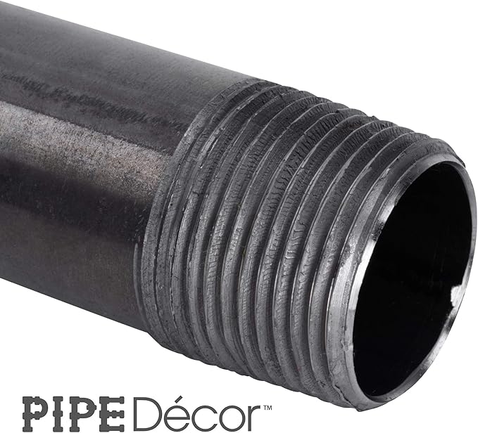 PIPE DECOR 1" x 3" Black Steel Plumbing Pipe, 6-Pack, Pre Cut Connector, Industrial Steel Grey Fits Standard One Inch Threaded Black Malleable Iron Fittings, Build Vintage DIY Furniture