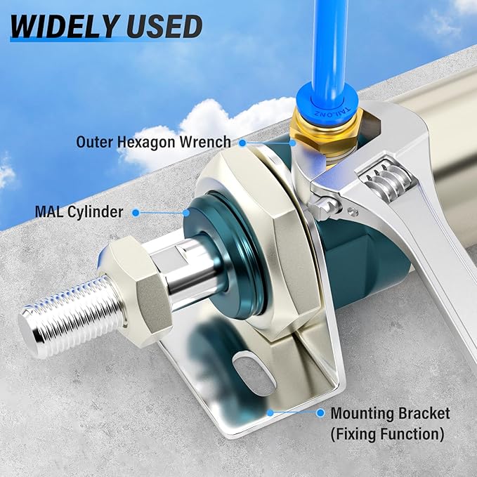 TAILONZ PNEUMATIC Blue Straight 8mm Tube OD x 3/8 Inch G Thread Push to Connect Fittings PC8-03 (Pack of 10)