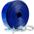 ZYfire Pool Backwash Hose with 2 Clamps - 1-1/2" x 50 FT PVC Lay Flat Discharge Hose Heavy Duty Reinforced Pool Hose Weather and Burst Resistant for Pool Drain, Sump Pump, Pool Filter