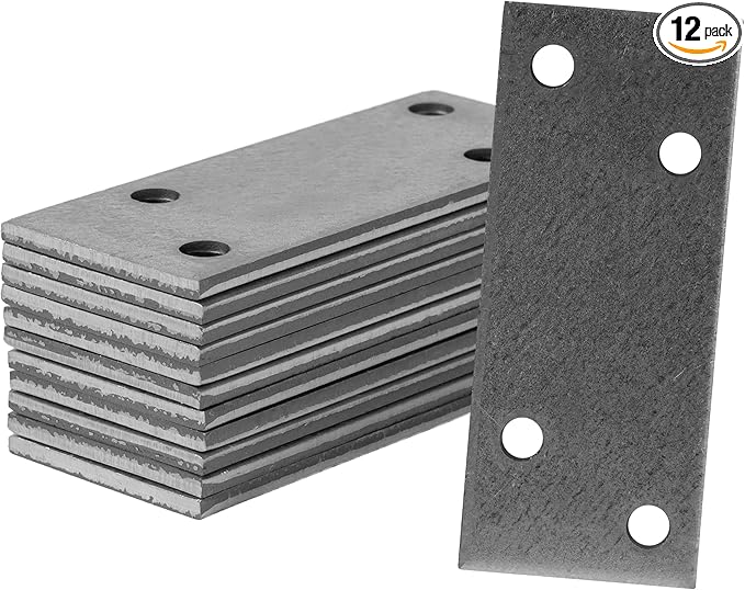 Repa Market 12-Pack 2.36 x 1 Inch Heavy-Duty Flat Brackets – Easy-to-Install Thick Steel Mending Plates for Wood and Metal Repair – Straight Connector for Frames, Shelves, Furniture, DIY Construction