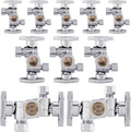 (Pack of 10) EFIELD 1/4-Turn Dual Compression Outlet Angle Stop Valve with 2 Shut Off Valve/Handles, 1/2" NOM (5/8" OD) x (3/8 inch x 1/4 inch) Chrome For Faucet Toilet,(VALVE137-10PCS)