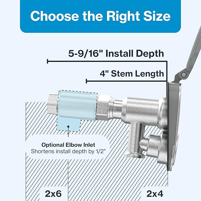 Aquor House Hydrant V2+ Frost Free Outdoor Faucet, Anti Siphon Valve with Quick Connect, Frost Proof Flush Wall Hose Bib, 4 inch Stem, 5-9/16 inch Install Depth, Slate Gray