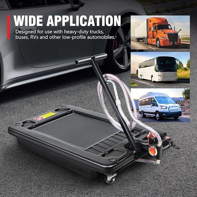 DNA Motoring 17 Gallon Electric Oil Drain Pan with Pump, Evacuation Hose, T-Handle, Low Profile for Trucks Buses RVs, TOOLS-00383