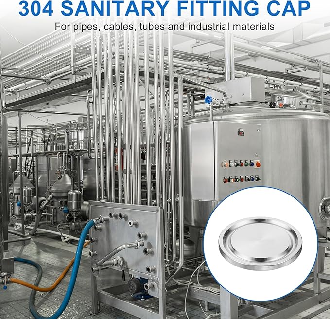 PATIKIL Tri Sanitary Clamp End Cap, 2Pcs 304 Stainless Steel Solid Sanitary Fitting Cap Plug Fits for 3/4"(19mm) Tube OD Ferrule Flange 34mm OD Fitting Clamp, Silver