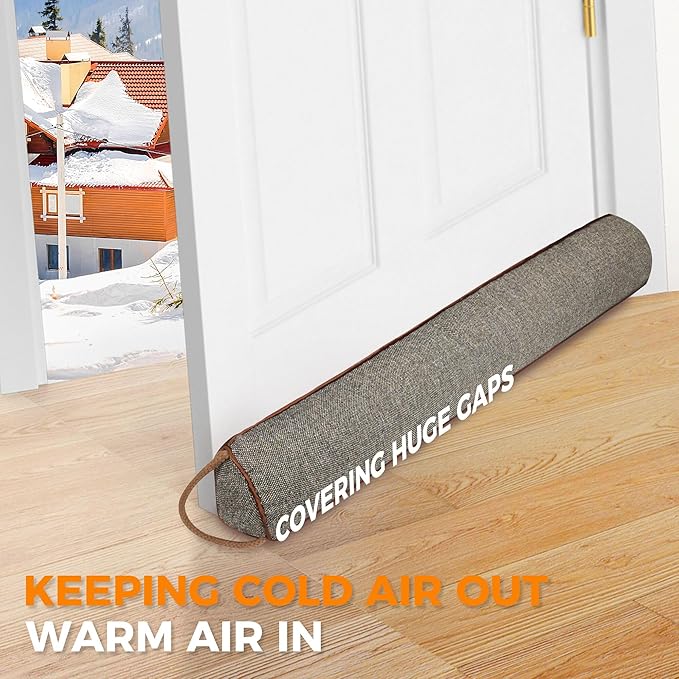 TORRAMI Under Door Draft Stoppers 30 Inch, Heavy Triangle Stop Draft Block Cold Air/Wind/Breeze Noise Blocker Door Sweeps Weather Stripping Bottom Seal Brown
