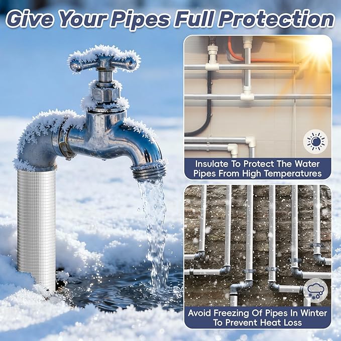 1.5 " ID Pipe Insulation Foam Tube Self Adhesive 36 '' L, Outdoor Foam Water Pipe Insulation for Winter Pipe Freeze Protection (10 PC)