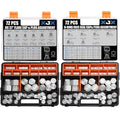 XJX 144-Piece JIC and ORFS Cap and Plug Kit, Hydraulic Hose Caps and Plugs Kit 45# Steel Pipe Fitting Set with Precision Threads