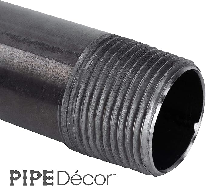 PIPE DECOR 1" x 5.5" Black Steel Plumbing Pipe, 6-Pack, Pre Cut Connector, Industrial Steel Grey Fits Standard One Inch Threaded Black Malleable Iron Fittings, Build Vintage DIY Furniture