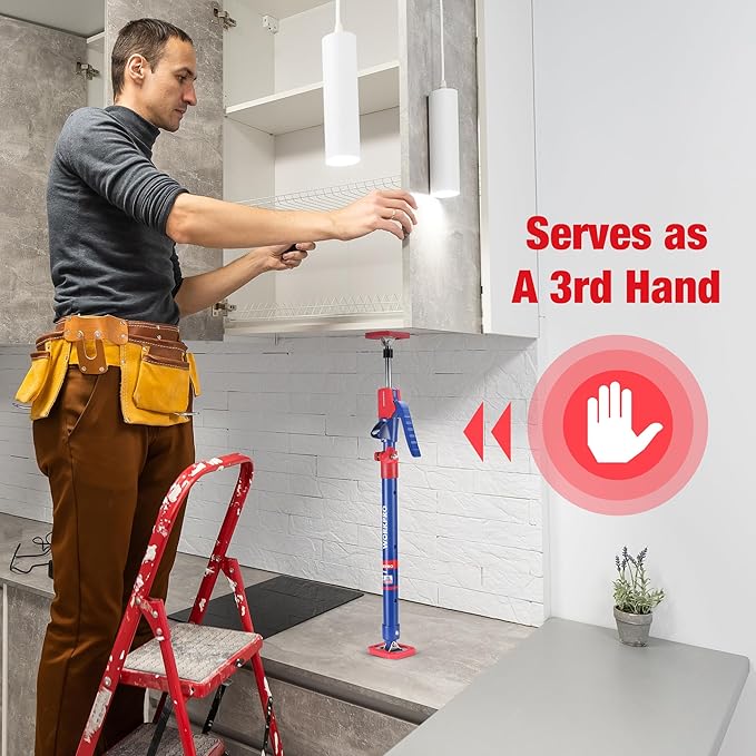 WORKPRO Cabinet Jack Support Pole, 23-5/8" to 45-1/4" Steel Telescopic Quick Support Rod Adjustable 3rd Hand Support System with 154 lbs Capacity for Cabinet Jack, Drywall Jack& Cargo Bars, 2-Pack
