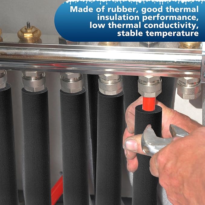 Pangda 4 Pcs 3 ft Pipe Insulation Foam Tube 1 1/4 Inch ID Foam Tubing Black Cover Heat Preservation for Outdoor Water Pipe Insulation, Ac Unit, Guitar Stands, Exercise Machine Handle and Roof Rack