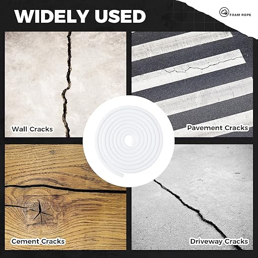 1 Inch x 100 ft Foam Backer Rod for Gaps Joints Concrete Crack Filler Caulk Saver Bulk Foam Backing Rod Concrete Filler Rope for Weather Stripping Door Seal (White)