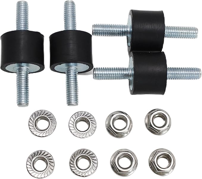 4 Pcs M6 20 x 15 mm Rubber Isolator Mounts Double Studs Shock Absorber with 8 Pcs Locknuts, Cylindrical Anti Vibration Isolation Damping Mounts for Compressors Pumps Generators Motor Engines