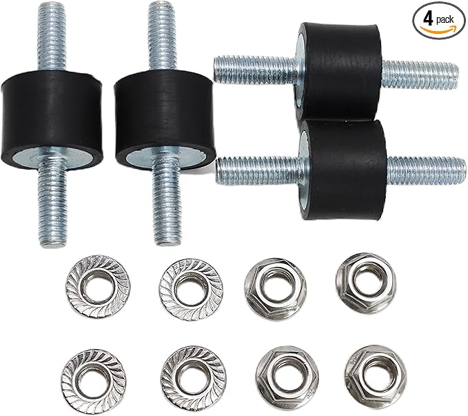 4 Pcs M6 20 x 15 mm Rubber Isolator Mounts Double Studs Shock Absorber with 8 Pcs Locknuts, Cylindrical Anti Vibration Isolation Damping Mounts for Compressors Pumps Generators Motor Engines