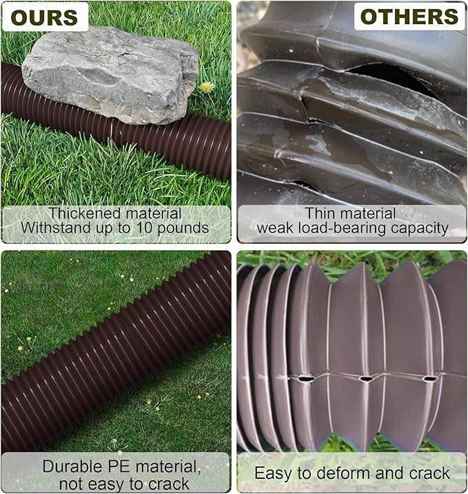 Rain Gutter Downspout Extensions, Downspout Extender for Rainwater Drainage Flexible, Down Spout Drain Extension Pipe and Extendable from 21 to 66 Inches (4 Pack, Brown)