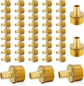 (50-Pack) PEX Fittings, Pex 1/2"x3/4" Male Threaded NPT Adapter, Brass Crimp Fittings, for PEX Tubing Pipe Plumbing, ASTM F1807