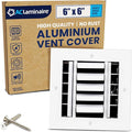 6x6 Inch (Duct Opening) Aluminum 3-Way Air Flow Vent – HVAC Vent Cover for Wall or Ceiling – Quiet HVAC Wall Register with Multi-Shutter Damper – Adjustable Curved Blade - Plastic Seal for Tight Fit