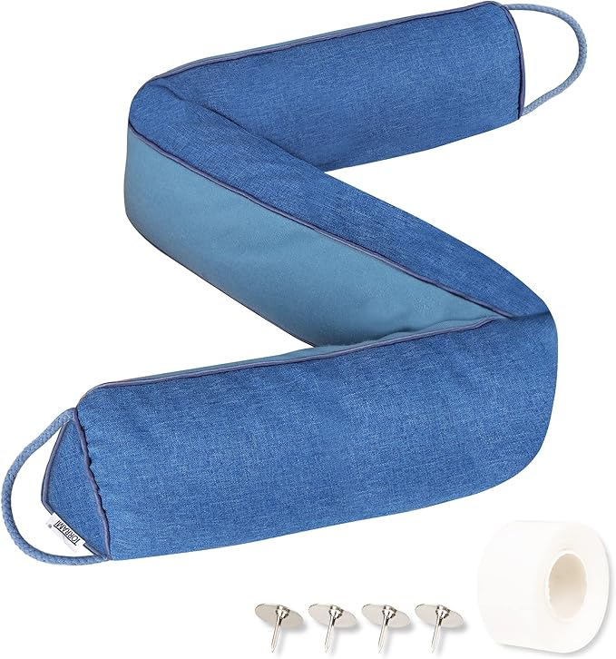 TORRAMI 38" Door Draft Stopper Under Bottom Insulation Noise Air Stopper 2.3LB,Draft Guard Seal for Doors and Windows - Blue Triangle
