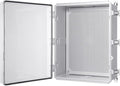 Junction Box, IP67 Waterproof Plastic Enclosure for Electrical Project, Hinged Grey Cover, Includes Mounting Plate and Wall Bracket (Transparent Cover, 20"×16.1"×7.9")