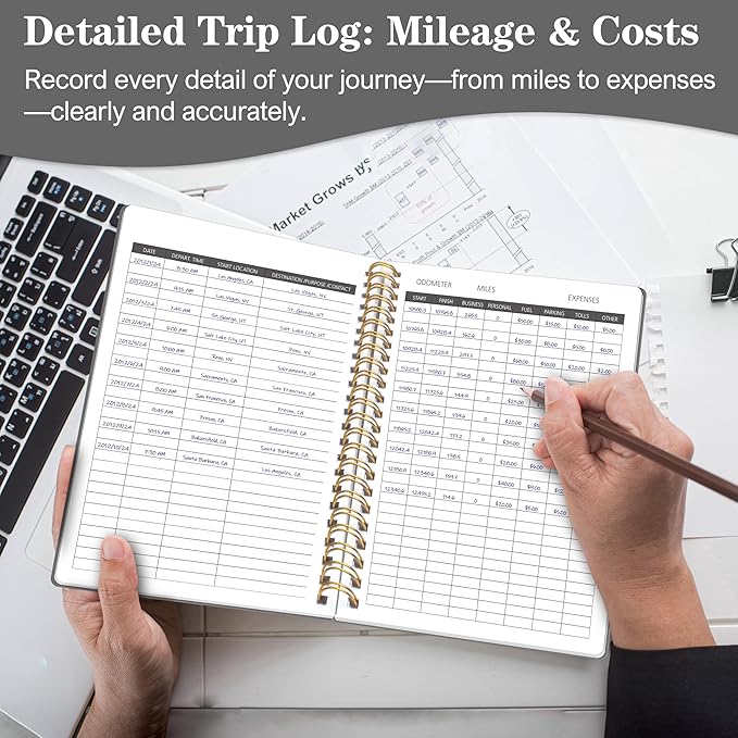Auto Maintenance and Vehicle Maintenance Log Book, Car Maintenance & Expense Tracker Record Book Logbook, 5.9"x 8.6" - Grey