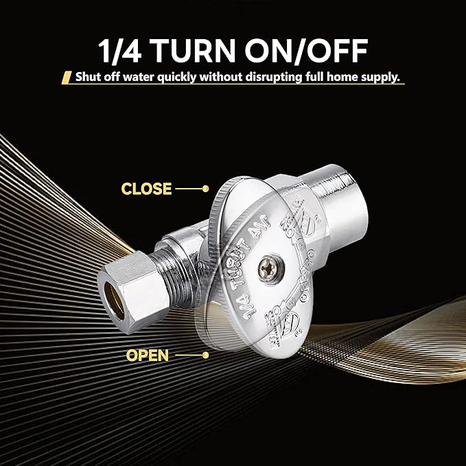 5-Pack Foskan Straight Shut off Valve,1/4 Turn Straight Stop Valve 1/2"CPVC x 3/8"OD,Chrome Plated Brass