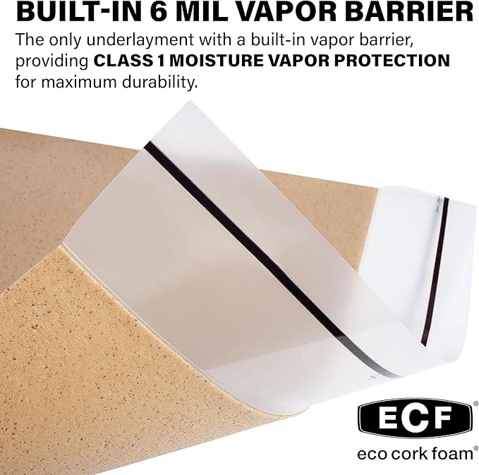 Floor Underlayment - Floor Padding for Vinyl Plank Flooring, LVP Flooring, Hardwood Flooring, Insulation Roll for Flooring Planks - 250Sq Ft