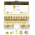 Siptenk 3/8" Brass Compression Fittings Sleeves Ferrules Inserts Nuts Fittings, 100PCS Brass Ferrule Tubing Insert Kit for DOT Air Brake Line Fittings