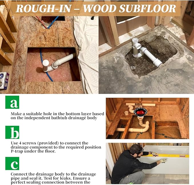 Freestanding tub drain rough-in kit Compatible With freestanding bathtubs and standard bathtubs-Fits all types of 1-1/2" bathtub drains,freestanding bathtub drain rough-in kit