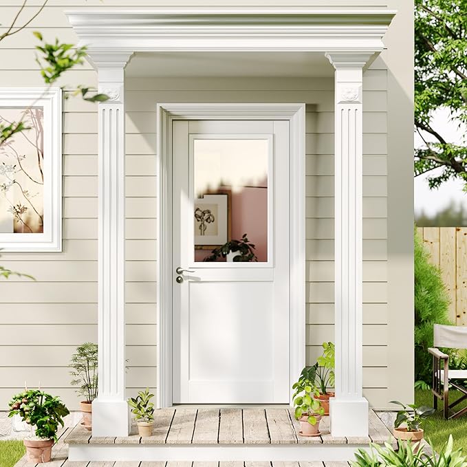 Entry Door Glass Inserts Replacement, 22" x 36", 1-Lite Clear Tempered Glass Insert Kit with White Frame, for Exterior Front Door.