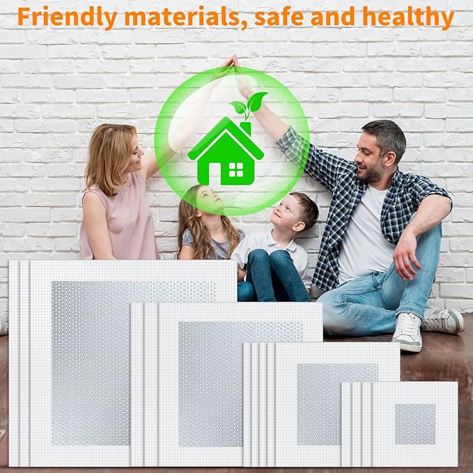 Wall Patch Kit, 15 Pieces Aluminum Self-Adhesive Mesh Repair Patches for Drywall, Multiple Sizes 2/4/6/8 Inch, Permanently Repairs Damaged Walls and Ceilings