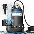 1/2 HP Sump Pump, 4600 GPH High Flow, 22 FT Lift, 115V Cast Iron Sewage Pump with Built-in Vertical Float Switch, Heavy Duty Sewage/Effluent Pump for Basement, 10 FT Power Cord