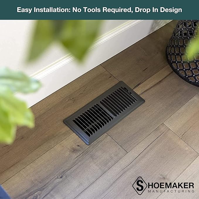 Shoemaker 4x12 Floor Register – Bronze Heavy Duty Metal Floor Vent Cover for Home Floors - Premium Forced Air Vent Covers