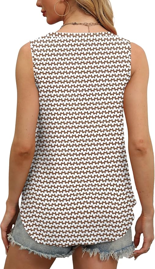 OFEEFAN Womens Tank Tops V Neck Sleeveless Flowy Loose Fit Basic Casual Summer Tops