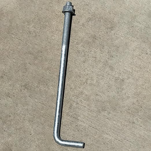Sandbaggy 3/4" x 16" Threaded Concrete Anchor L-Bolts (Nuts & Washers Included) - Hot Dipped Galvanized - Sill Plate, Base Plate, Masonry, Wood, Cement Anchors, J Bolt (20, 3/4" x 16")