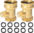 Hourleey Brass Garden Hose Shut Off Valve, 2 Pack Heavy Duty 3/4 Inch Solid Brass Garden Hose Shut Off Valve with 10 Extra Rubber Washers