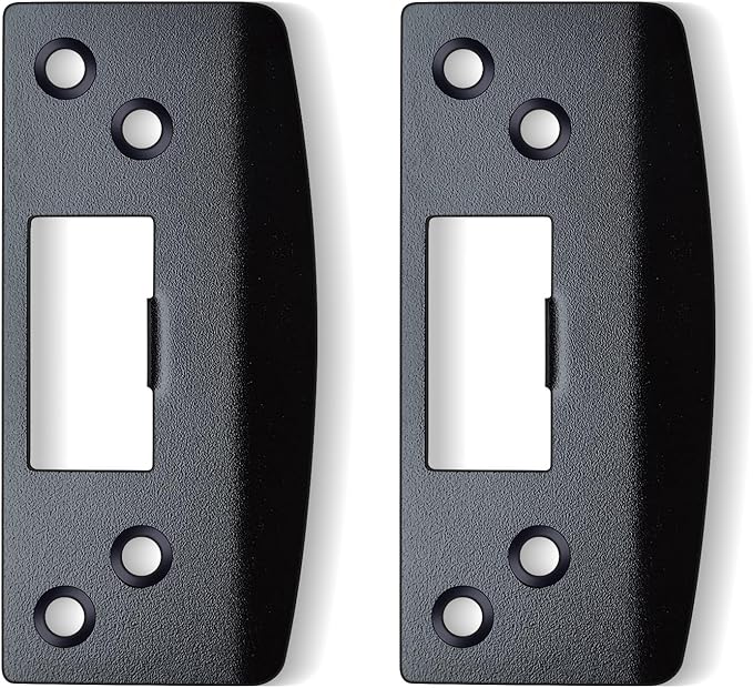 Oversized Strike Plates 2 Pack, Heavy Duty Version, Extra Large Hole/Opening Reinforced Striker Plate, Fix Door Lock Latch Misalignment (Matte Black)
