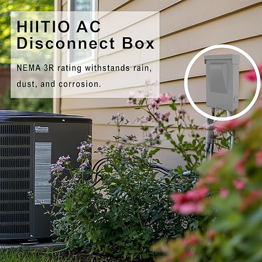 240VAC 30 Amp Fused AC Disconnect Box, Outdoor Waterproof Metal Enclosure with Pull-Out Switch - for Home & Light Commercial HVAC, Condensing Units & Air Conditioning Systems - UL Listed