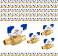 100PCS Foskan 3/4" PEX Crimp Ball Valve, Brass Full Port Shut-off Valve with Blue Butterfly Handle for Portable Water Poject