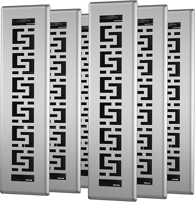 Floor Register 2x14-6 Pack Floor Vent Covers Heavy Duty Walkable Steel Floor Vents Adjustable Decorative Vent Covers for Home Floor Sidewall Office or Ceiling Vent