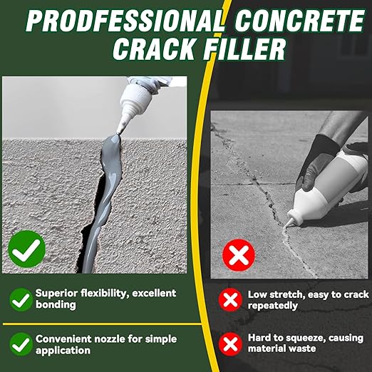 Concrete Crack Filler, 500g Cement Crack Filler, High Elasticity Self Leveling Crack Sealant, Waterproof Concrete Caulk for Driveway, Walkway, Patio, Joint, Indoor and Outdoor Repair