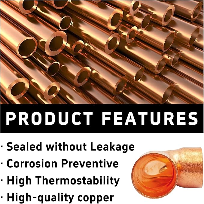 2Pcs 1 Inch ID 0.8mm Thick Pure Copper 90 Degree Elbow, Short Radius Pipe Fitting with Sweat Solder Connection for Plumbing HVAC Refrigeration System
