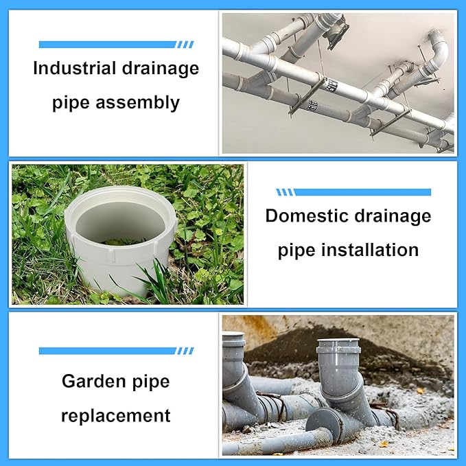Novabright 2 Pcs 6'' PVC Sewer Female Cleanout Adapter Heavy Duty DWV Flush Cleanout Adapter Corrosion-resistant for Outdoor Garden Sewer Vent and Waste Drainage Piping System